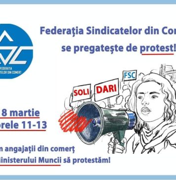 Sindicaliştii din comerţ pichetează luni sediul Ministerului Muncii