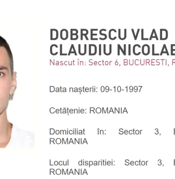 Un tânăr de 26 de ani din Capitală, dat DISPĂRUT. Polițiștii fac apel la cetățeni să sune la 112 dacă au informații