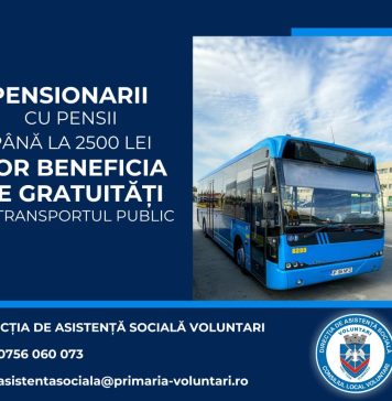 Gratuitate la transportul în comun pentru pensionarii cu venituri mai mici de 2.500 lei din orașul Voluntari