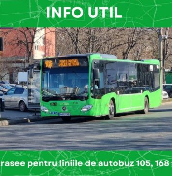 Modificări de trasee pentru liniile de autobuz 105, 168 și N116