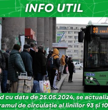 De sâmbătă, linia 93 va fi prelungită la Piața Presei, iar linia 105 – scurtată la stația „Șoseaua Nicolae Titulescu”