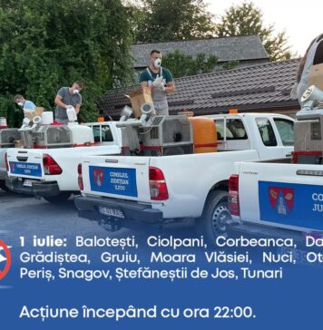 CJ Ilfov continuă campania ”Ilfov fără țânțari” cu tratamente terestre