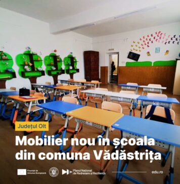 Ministerul Educației: Școala din comuna Vădăstrița, județul Olt, a fost dotată cu mobilier nou, datorită fondurilor europene din PNRR