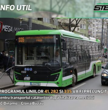 Program prelungit pentru trei linii STB, cu ocazia meciului Dinamo 1948 și Gloria Buzău