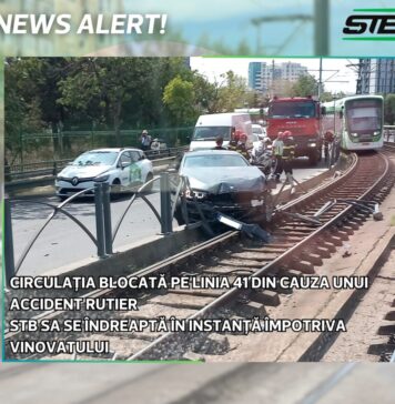 Circulația tramvaielor, blocată pe linia 41: STB va acționa în instanță responsabilul