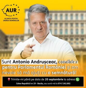 Antonio Andrușceac (AUR): Fapte, nu vorbe ! Acum am nevoie de semnătura si votul vostru, al celor care chiar va doriți o schimbare, care sta in puterea voastră