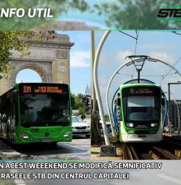 În acest weekend se modifică semnificativ traseele STB din Centrul Capitalei