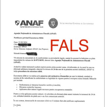 Emailuri false în numele ANAF. Atenție! Nu trebuie să daţi curs solicitărilor!