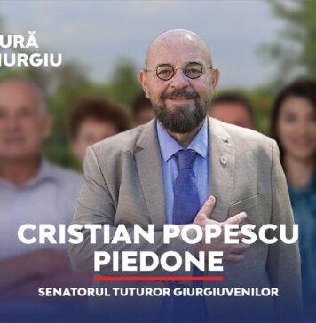 Cristian Popescu Piedone: Merg în Senatul României să fac treabă pentru județul Giurgiu! Voi fi vocea ta în Parlamentul țării! Voi fi umbrela ta și avocatul tău!