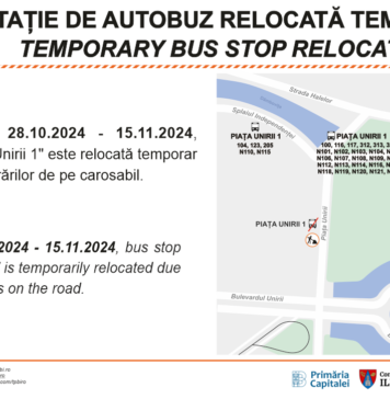 Stația ”Piața Unirii 1” va fi relocată în perioada următoare pentru lucrări la carosabil!