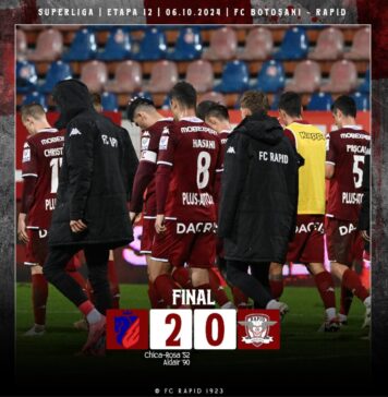 Rapid, învinsă cu 2-0 de FC Botoşani, ultima clasată în Superligă