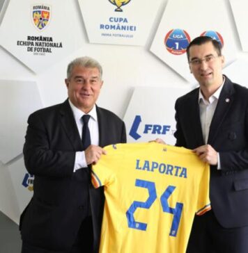 Întâlnire între Răzvan Burleanu şi preşedintele clubului FC Barcelona, Joan Laporta, la Casa Fotbalului