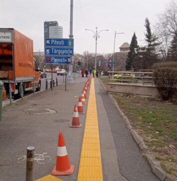 Marcaje tactile pentru nevăzători, trasate de Primăria Capitalei în zona Piața Victoriei