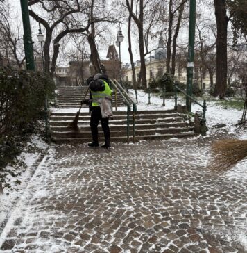 FOTO/ Echipele ALPAB, scoase să curețe aleile din parcuri de zăpadă