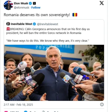 Elon Musk a distribuit afirmațiile lui Călin Georgescu despre interzicerea rețelei Soroş: „România își merită propria suveranitate!”