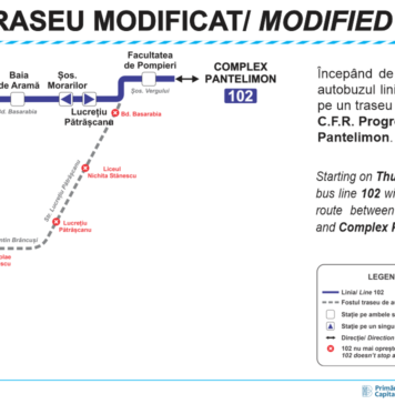 Linia 102 va funcționa și pe sensul spre „Complex Pantelimon” pe Bd. Nicolae Grigorescu și Bd. Basarabia, de la 1 mai