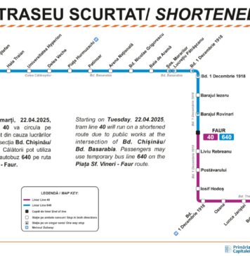 Începând de marți, tramvaiele 40 au traseu modificat. Pe tronsonul „Faur” – „Piața Sfânta Vineri” vor circula autobuzele navetă 640