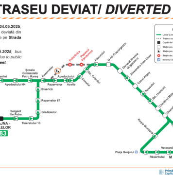Linia 483, deviată de pe Strada Rezervelor până la data de 4 mai