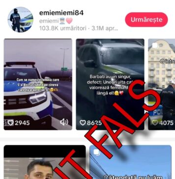 Conturi false de TikTok, prezentate ca fiind ale unor agenți, ofițeri de poliție sau chiar pagini oficiale ale MAI