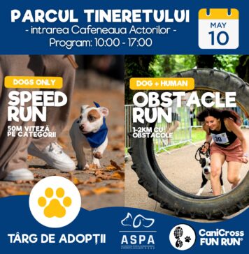 A doua ediție de Canicross organizată de ASPA, pe 10 mai, în Parcul Tineretului