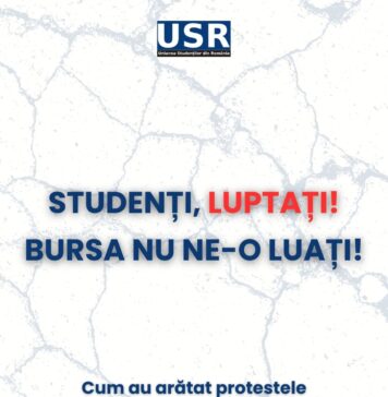 Studenți și elevi protestează în fața Ministerului Educației și Cercetării față de reducerea burselor