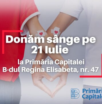 Campanie de donare de sânge pe 21 iulie, la Primăria Capitalei
