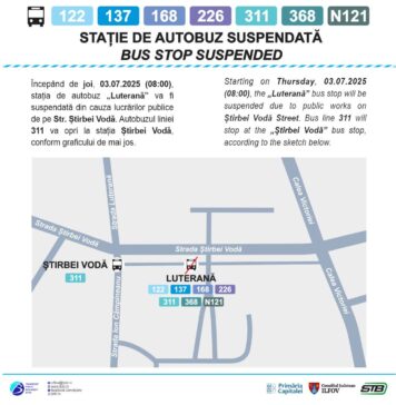 Stația „Luterană”, suspendată temporar pentru mai multe linii de autobuz din București