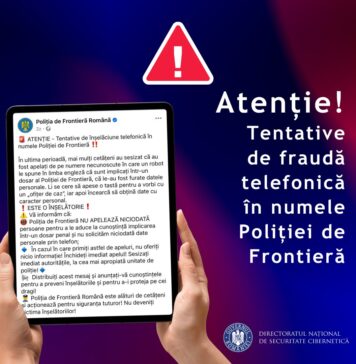 DNSC atenționează în legătură cu tentative de fraudă în numele Poliției de Frontieră