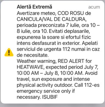 Mesaj Ro-ALERT în București: caniculă extremă până miercuri!