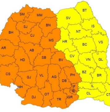 Cod portocaliu de caniculă în peste jumătate din țară, inclusiv în București, vineri și sâmbătă