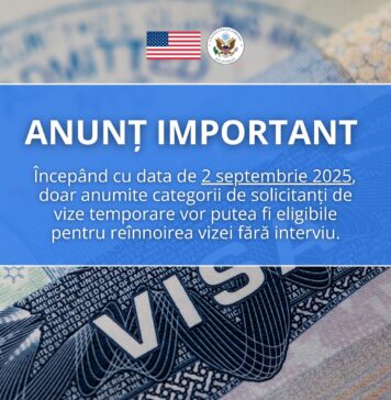 Ambasada SUA la Bucureşti anunţă modificări în acordarea vizelor începând cu data de 2 septembrie