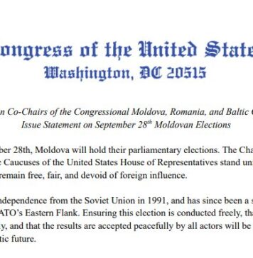 Scrisoare trimisă de șase congresmeni americani înainte de alegerile din Moldova