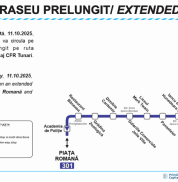 Traseul liniei 301 se prelungește începând cu data de 11 octombrie