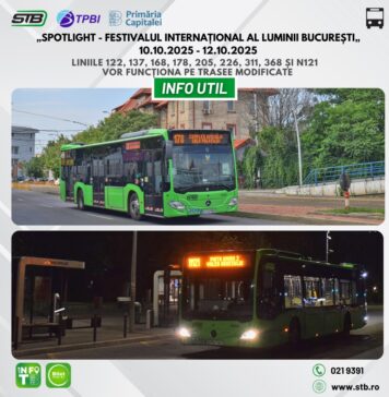 Trasee modificate cu ocazia desfășurării evenimentului cultural artistic „Spotlight – Festivalul Internațional al Luminii București”