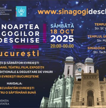 Noaptea Sinagogilor Deschise – sâmbăta viitoare, în Capitală