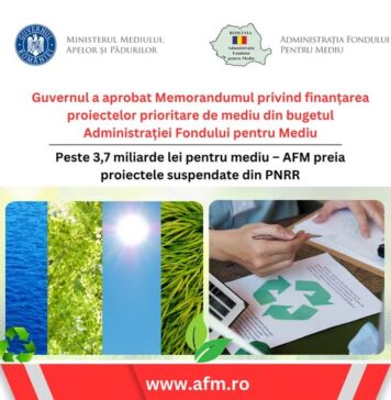 Peste 3,7 miliarde lei pentru mediu – AFM preia proiectele suspendate din PNRR