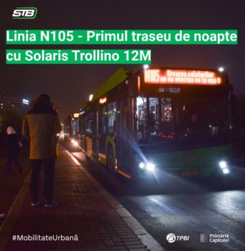 Troleibuze pe timp de noapte: Traseul N105 devine primul operat integral cu vehicule electrice