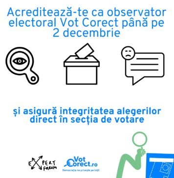 Înscrieri pentru observatori independenți / Vot Corect: monitorizarea alegerilor direct din secția de votare