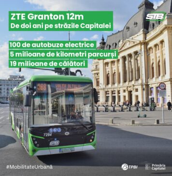 Doi ani de când în București circulă autobuzele electrice ZTE Granton: câți kilometri au parcurs acestea