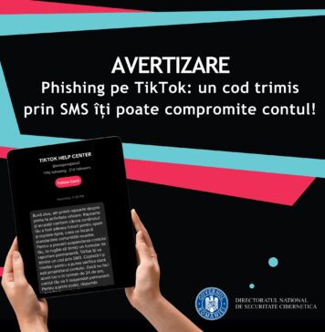 Avertizare DNSC: Campanie de phishing pentru deturnarea conturilor de TikTok