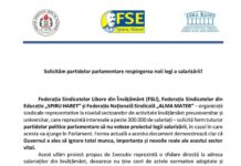 Sindicatele din Educație cei partidelor respingerea noii legi a salarizării: Guvernul a ales, din nou, să ignore munca, importanța și nevoile reale ale educației!
